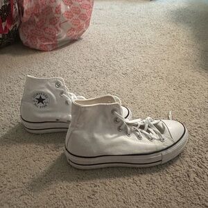 White converse platform size 9 womens